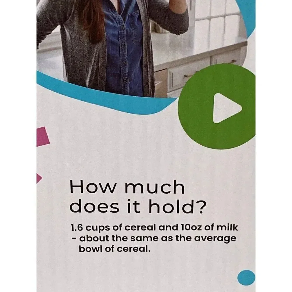 The CrunchCup Never Soggy Portable Cereal & Milk for Cereal on‎ the Go Blue NEW